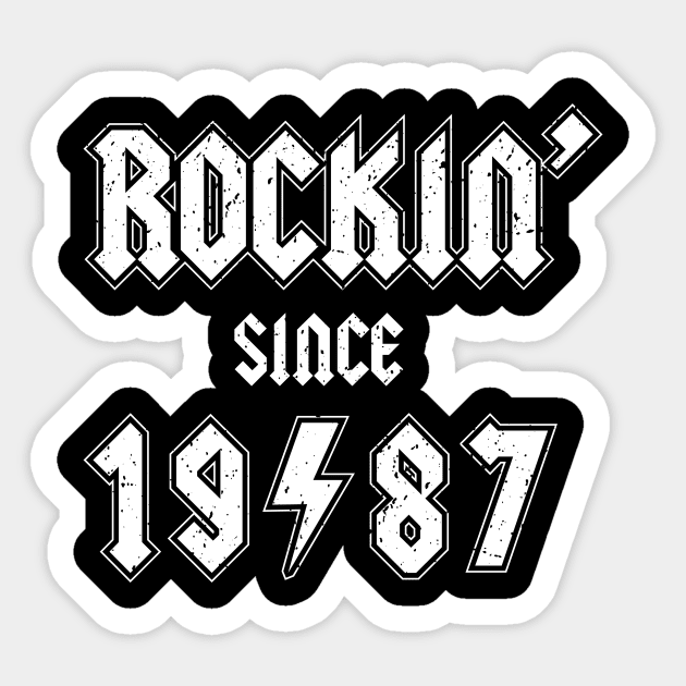 Rockin since 1987 birthday rocker gift Sticker by Daribo